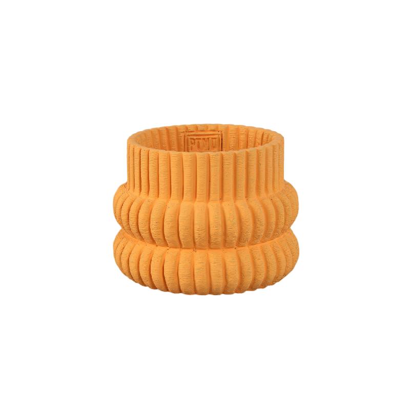 Lucas Oranje Ronde Geribbelde Bulby Cementen Pot S - Set van 12 9.5x12x12 cm