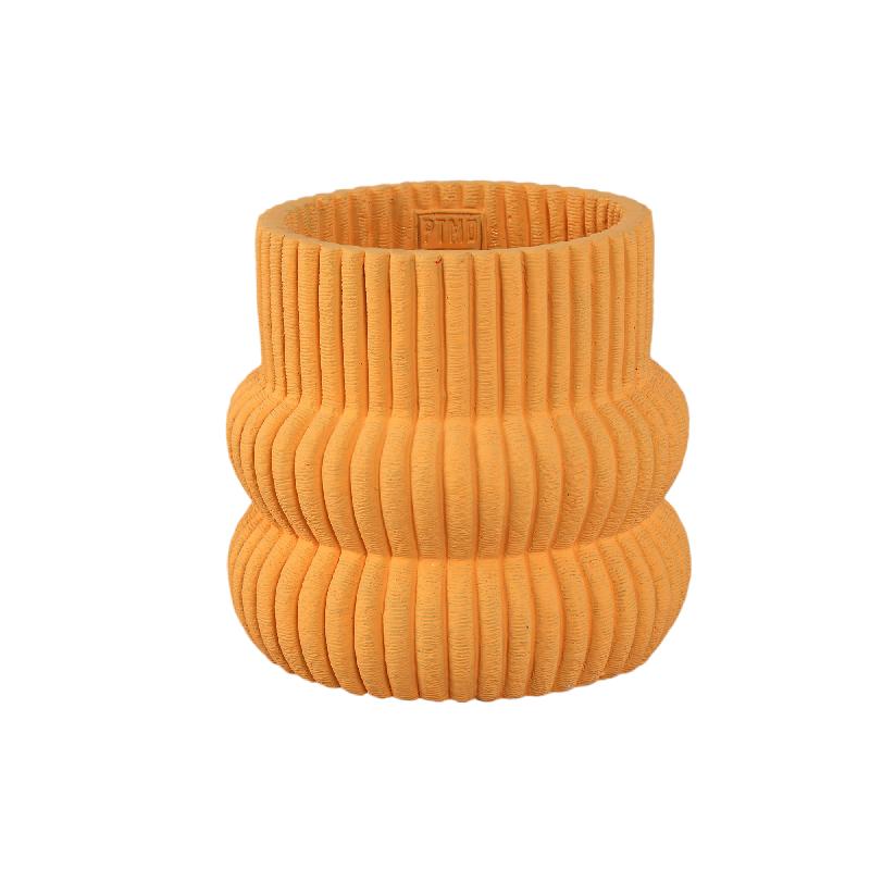 Lucas Oranje Ronde Geribde Bolle Cementpot M – Set van 8 Stuks 17x18x18 cm