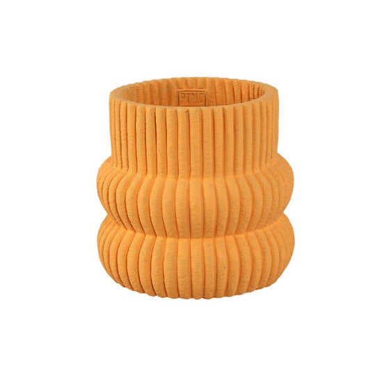 Lucas Oranje Ronde Geribde Bolle Cementpot M – Set van 8 Stuks 17x18x18 cm