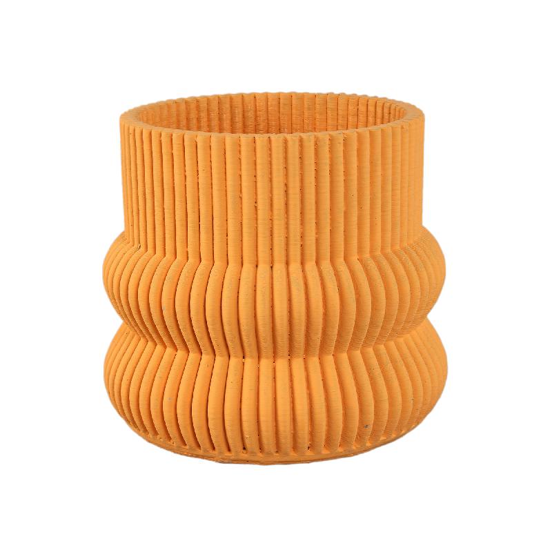 Lucas Oranje Ronde Geribde Bubbelpot Set van 4 Stuks 20x22x22 cm