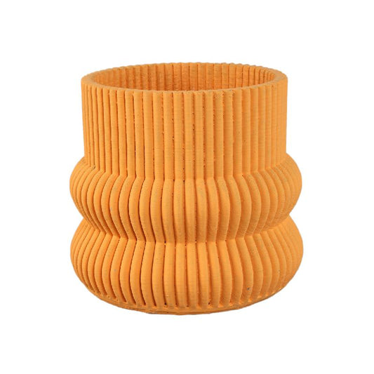 Lucas Oranje Ronde Geribde Bubbelpot Set van 4 Stuks 20x22x22 cm