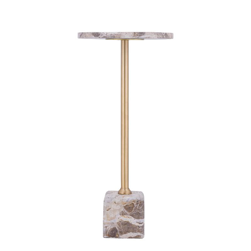 Ebe Beige Marmeren Bijzettafel Met Rond Blad Hoog 64x30x30 cm