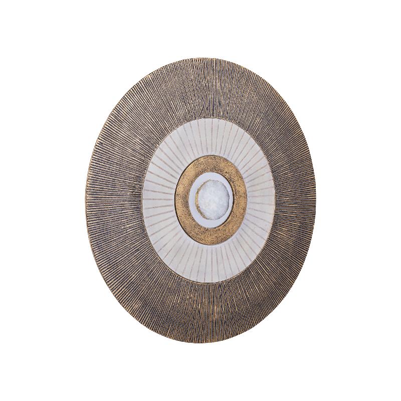 Jacci Gouden Gietaluminium Wandpaneel Rond Midden Steen Klein 59.5x59.5x2 cm
