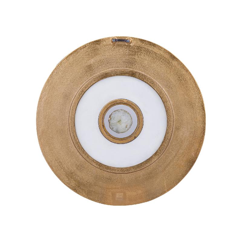 Jacci Gouden Gietaluminium Wandpaneel Rond Midden Steen Klein 59.5x59.5x2 cm