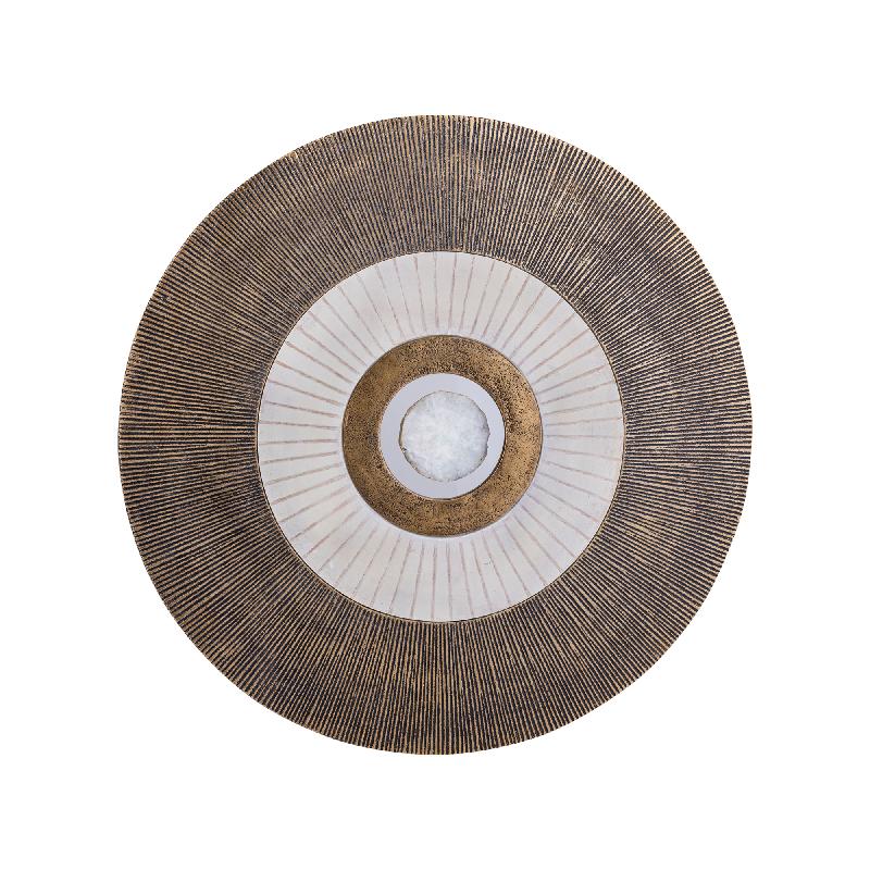 Jacci Gouden Gietaluminium Wandpaneel Rond Midden Steen Klein 59.5x59.5x2 cm