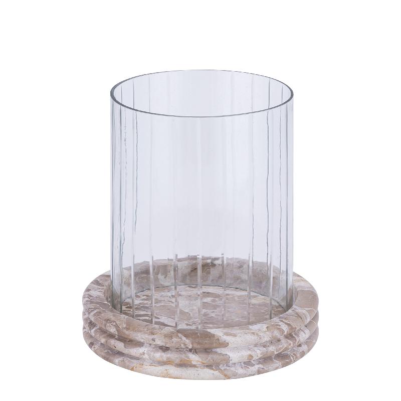 Jolee Helder Marmer Stormlight Gesneden Glas Rond L 29x25x25 cm