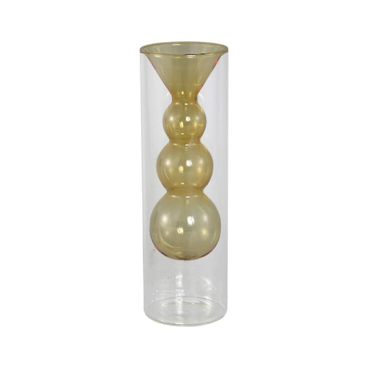 Yanna Amberkleurige Glazen Vaas Set van 6 Stuks 25x8x8 cm