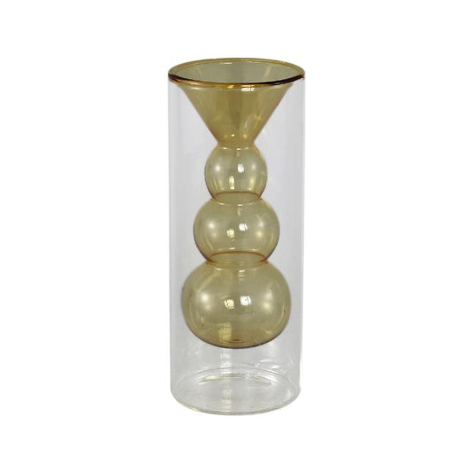 Yanna Amber Glazen Vaas Bulby Set van 6 Stuks 20x8x8 cm