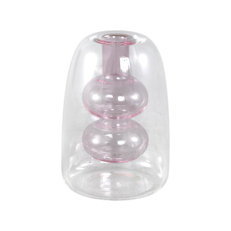 Yanna Helder Roze Glazen Vaas Bolling Set van 6 Stuks 11x7.5x7.5 cm