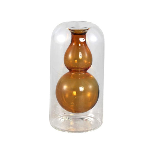 Yanna Amber Glazen Vaas Bolletje Binnen C – Set van 6 Stuks 11.5x6.5x6.5 cm