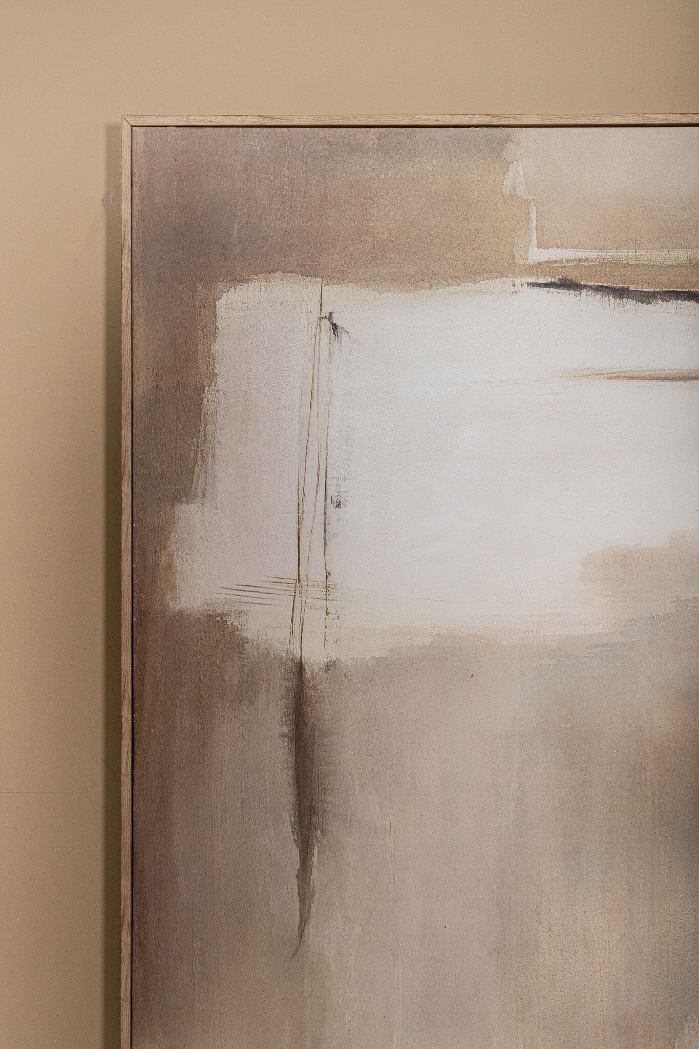 Olger Beige Abstract Canvas Wandpaneel Met Lijst A 152.5x122.5x5 cm