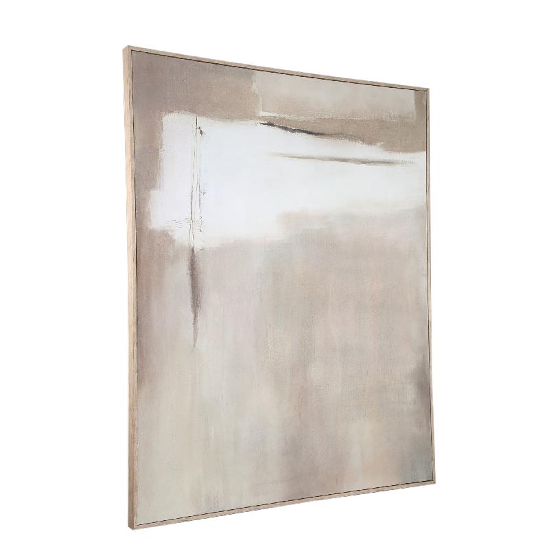 Olger Beige Abstract Canvas Wandpaneel Met Lijst A 152.5x122.5x5 cm