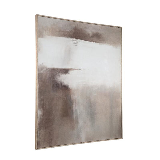 Olger Beige Abstract Canvas Wandpaneel met Lijst B 152.5x122.5x5 cm