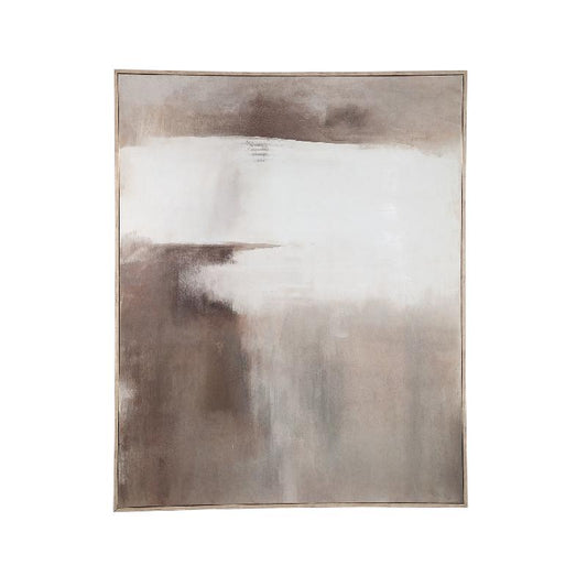 Olger Beige Abstract Canvas Wandpaneel met Lijst B 152.5x122.5x5 cm