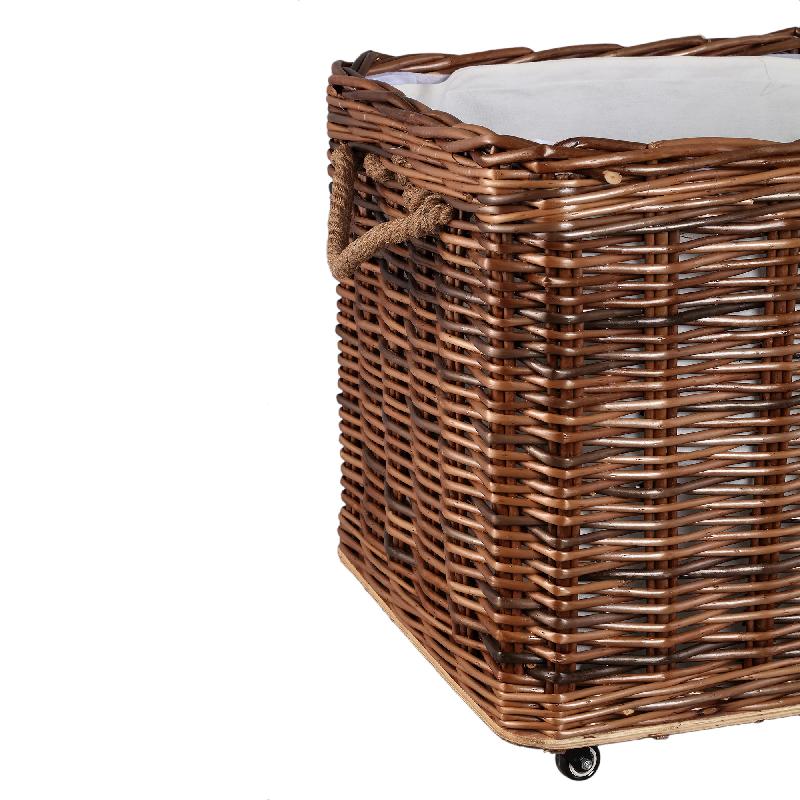 Darrett Bruine Wilgenmand Vierkant Met Wielen Set Van 3 60x60x48 cm