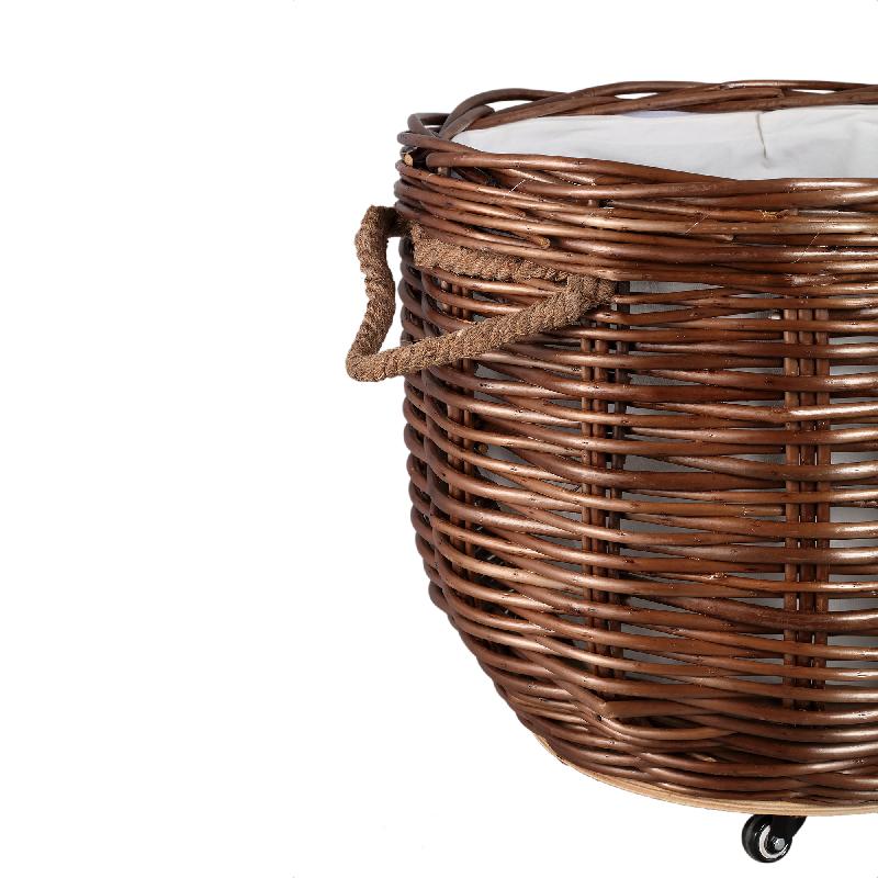 Darrett Bruine Willow Mand Met Wieltjes 60x65x65 cm