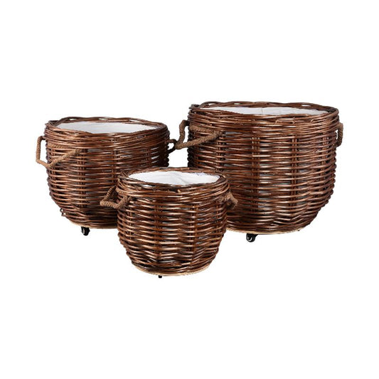 Darrett Bruine Willow Mand Met Wieltjes 60x65x65 cm