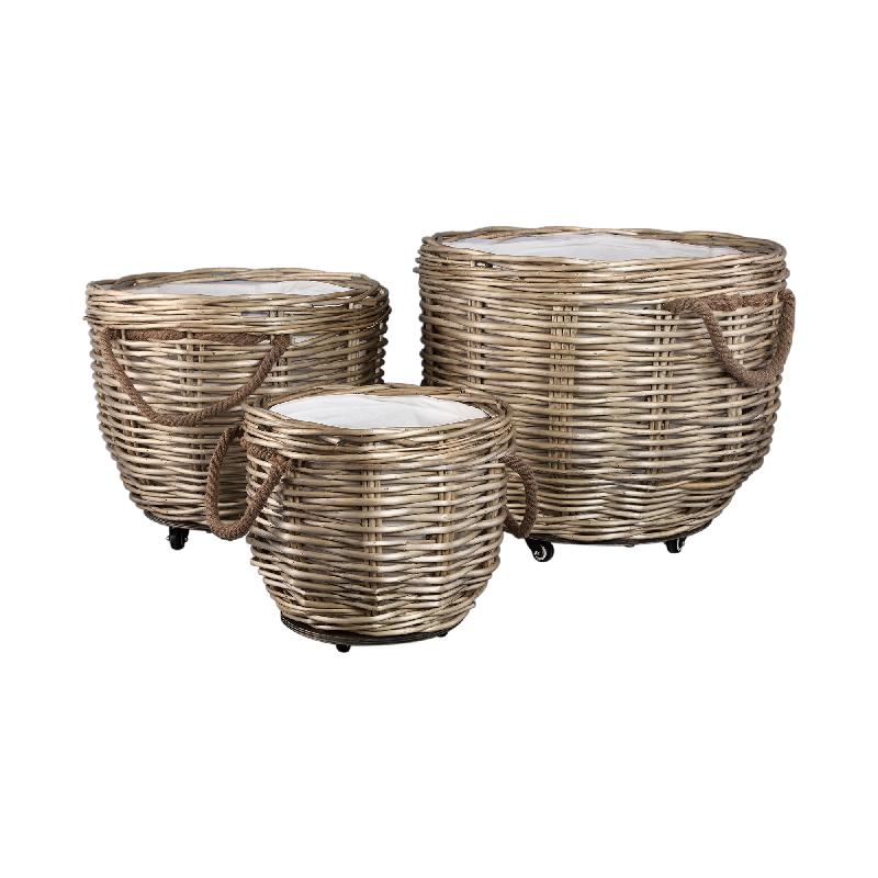 Darrett Natuurlijke Wilgenmand Met Wielen 60x65x65 cm