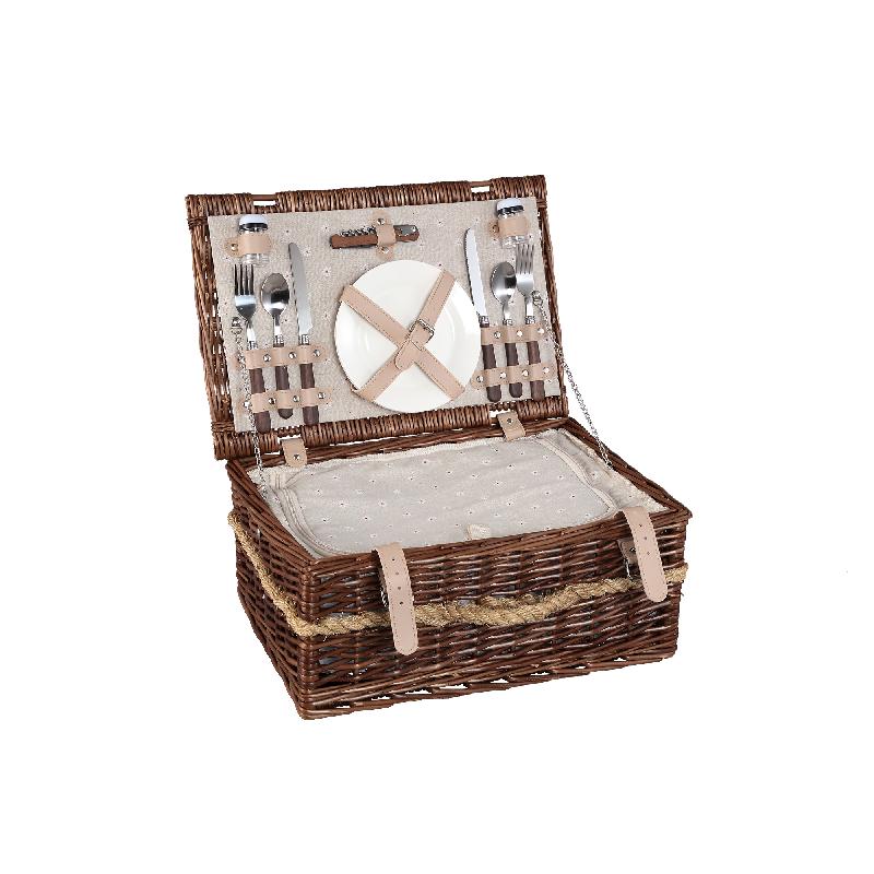 Kinzey Bruin Wilgen Picknickmandje Voor 2 Personen 20x45x30 cm