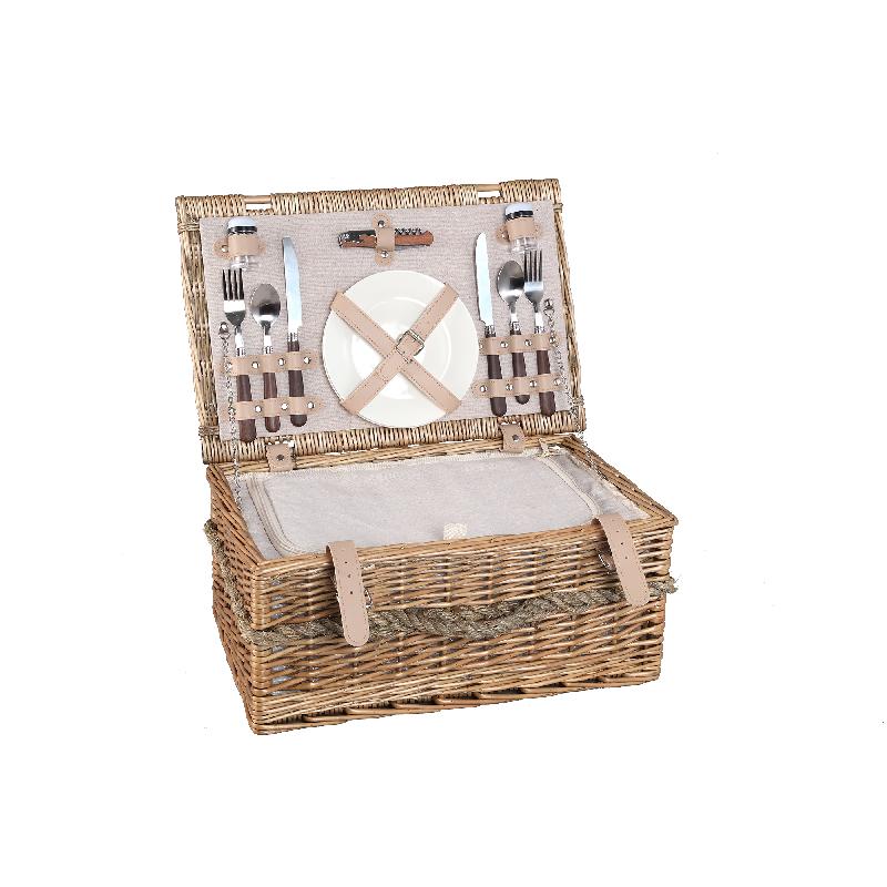 Kinzey Natuurlijke Wilgen Picknickmand Voor 2 Personen 20x45x30 cm