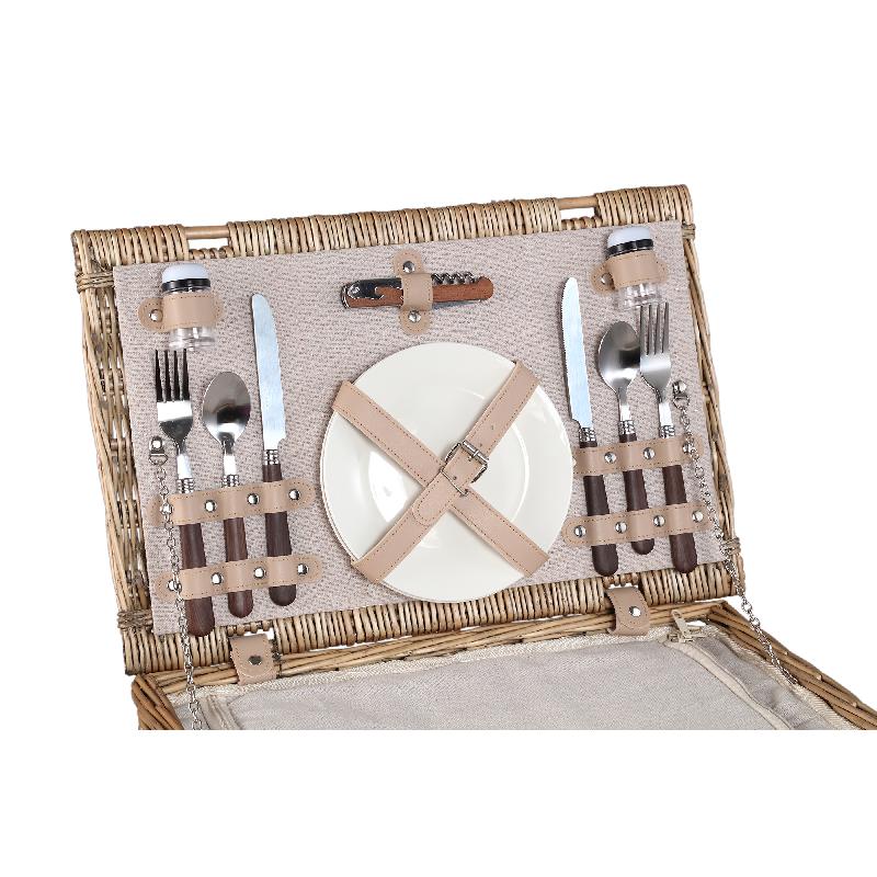 Kinzey Natuurlijke Wilgen Picknickmand Voor 2 Personen 20x45x30 cm