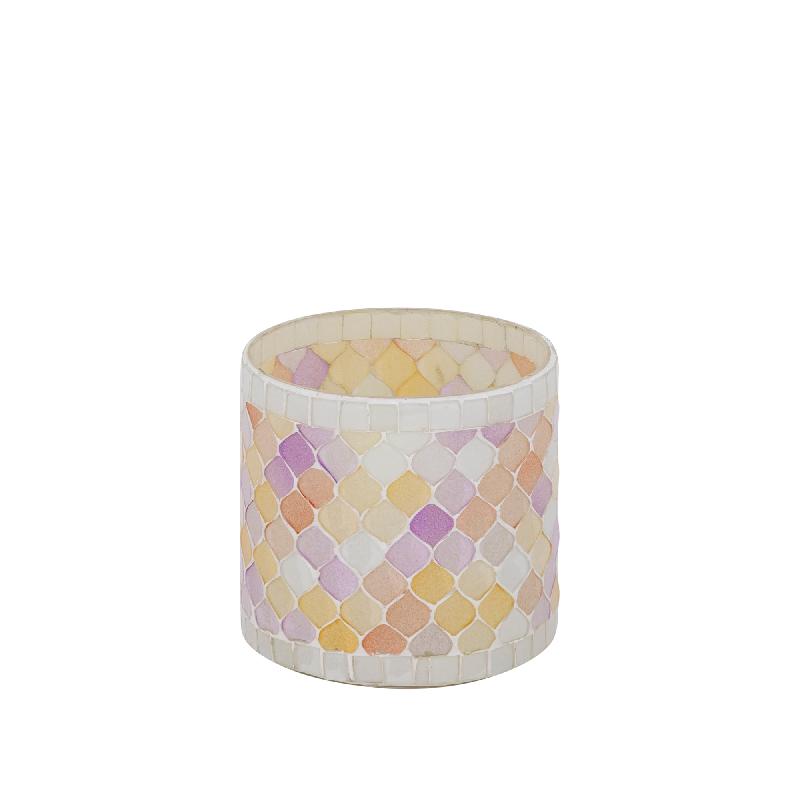 Zadie Lichtroze Rond Mozaïek Glas Windlicht Set van 6 Stuks 10x10x10 cm