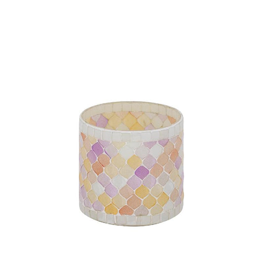 Zadie Lichtroze Rond Mozaïek Glas Windlicht Set van 6 Stuks 10x10x10 cm