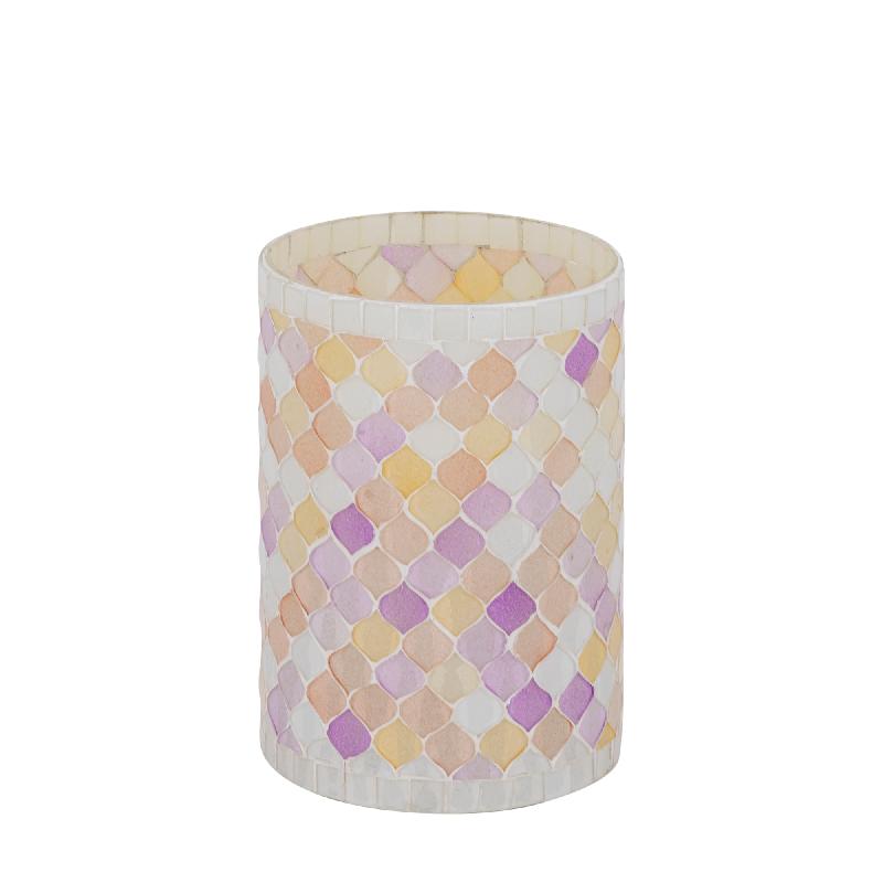 Zadie Roze Rond Mozaïek Glas Windlicht Set van 4 Stuks M 15x10x10 cm