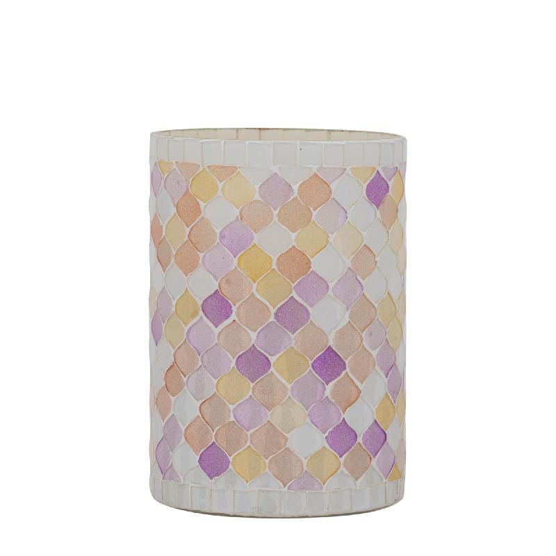 Zadie Roze Rond Mozaïek Glas Windlicht Set van 4 Stuks M 15x10x10 cm