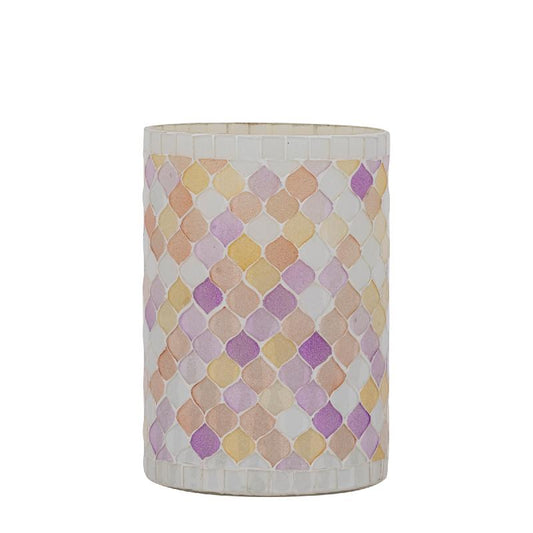 Zadie Roze Rond Mozaïek Glas Windlicht Set van 4 Stuks M 15x10x10 cm