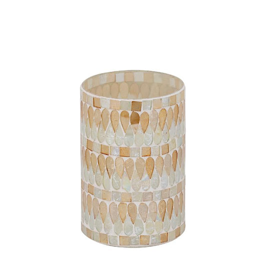 Zadie Natuurlijke Ronde Mozaïek Glas Windlicht M - Set van 4 Stuks 15x10x10 cm