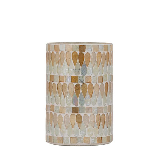Zadie Natuurlijke Ronde Mozaïek Glas Windlicht M - Set van 4 Stuks 15x10x10 cm