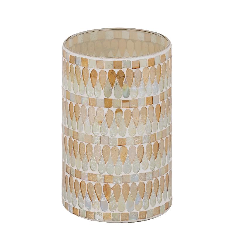 Zadie Natuurlijk Rond Mozaïek Glas Windlicht L Set van 4 Stuks 20x12.5x12.5 cm
