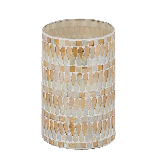 Zadie Natuurlijk Rond Mozaïek Glas Windlicht L Set van 4 Stuks 20x12.5x12.5 cm