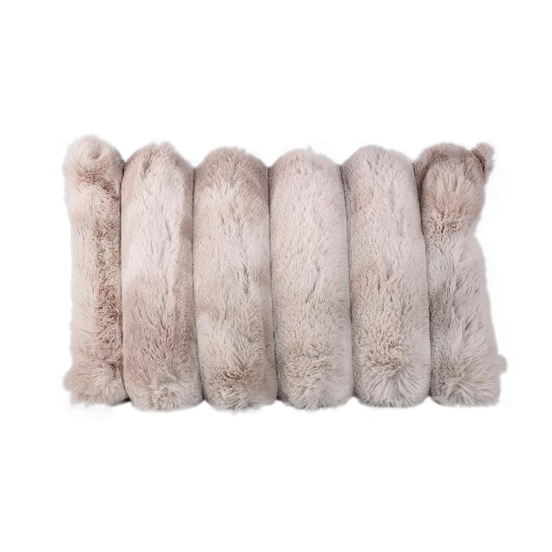 Divvo Beige Nepbont Dik Rib Kussen Rechthoek Set van 4 Stuks 40x60x16 cm