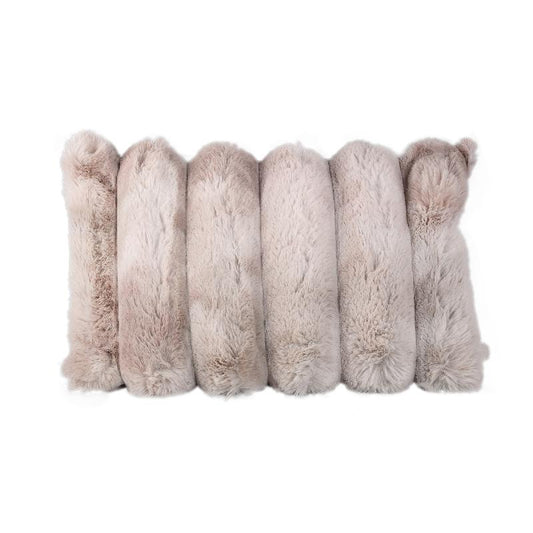 Divvo Beige Nepbont Dik Rib Kussen Rechthoek Set van 4 Stuks 40x60x16 cm