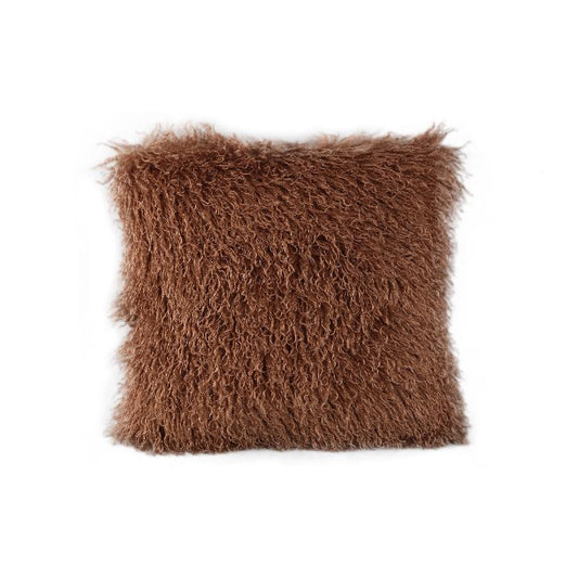 Rexx Donkerbruin Nepschapenvacht Kussen Set van 4 Stuks Vierkant 45x45x14 cm