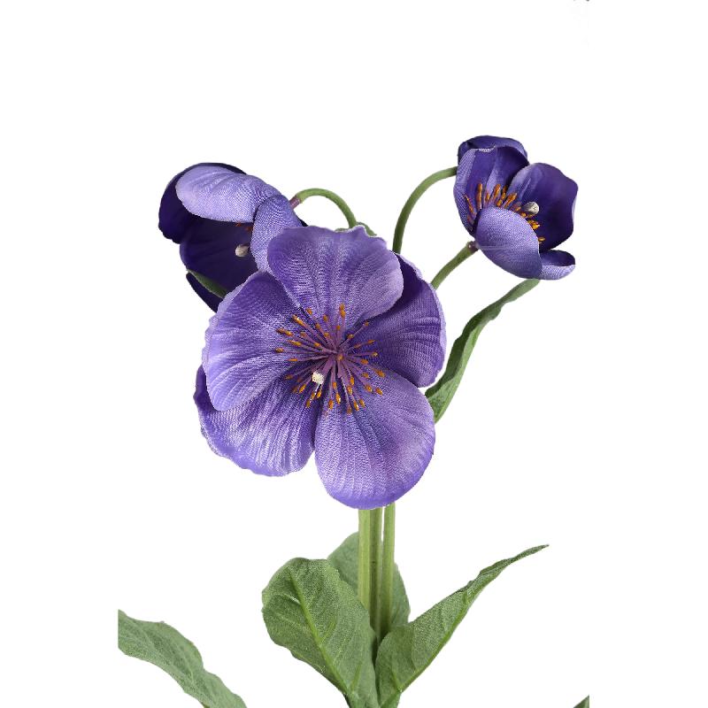 Poppy Flower Paarse Himalaya Papaver Spray Met Bladeren - Set van 12 85x37x26 cm