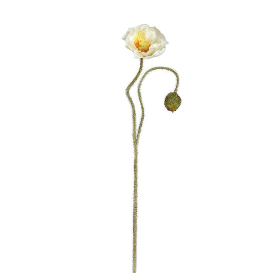 Poppy Flower Witte Klaproos Spray Met Knop - Set van 12 69x27x10 cm