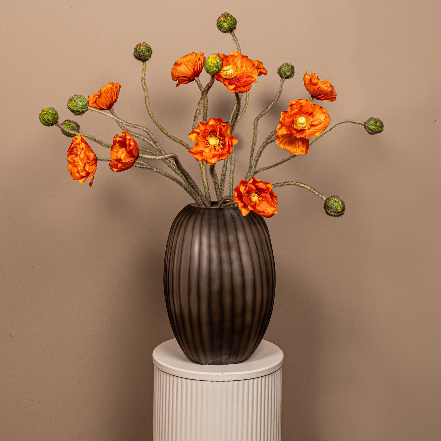 Poppy Flower Oranje Klaproos Spray Met Knop - Set Van 12 Stuks 69x27x10 cm