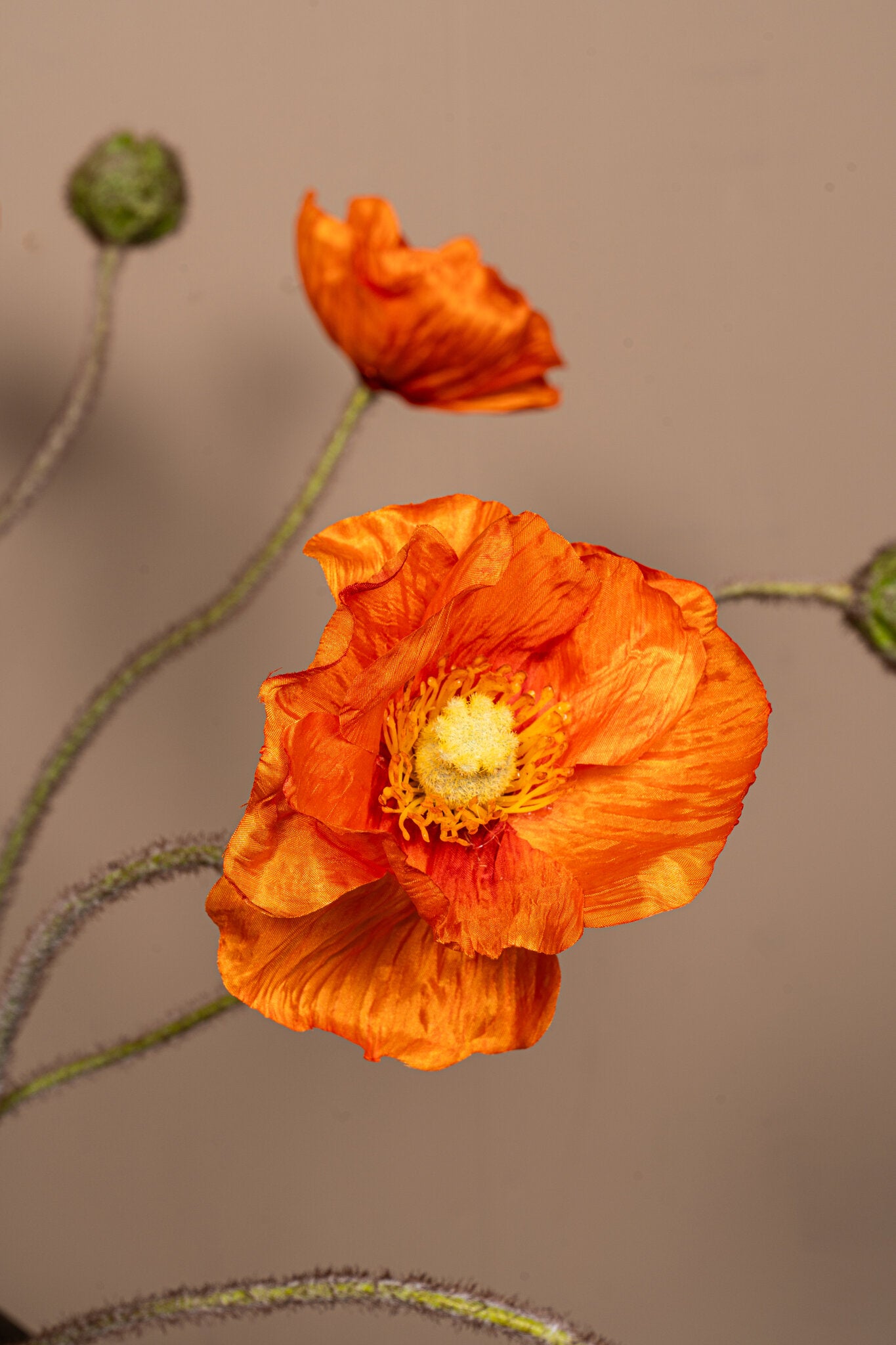 Poppy Flower Oranje Klaproos Spray Met Knop - Set Van 12 Stuks 69x27x10 cm