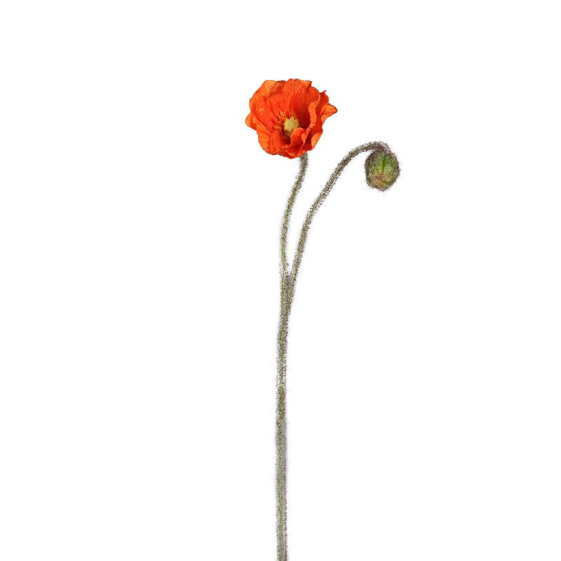 Poppy Flower Oranje Klaproos Spray Met Knop - Set Van 12 Stuks 69x27x10 cm