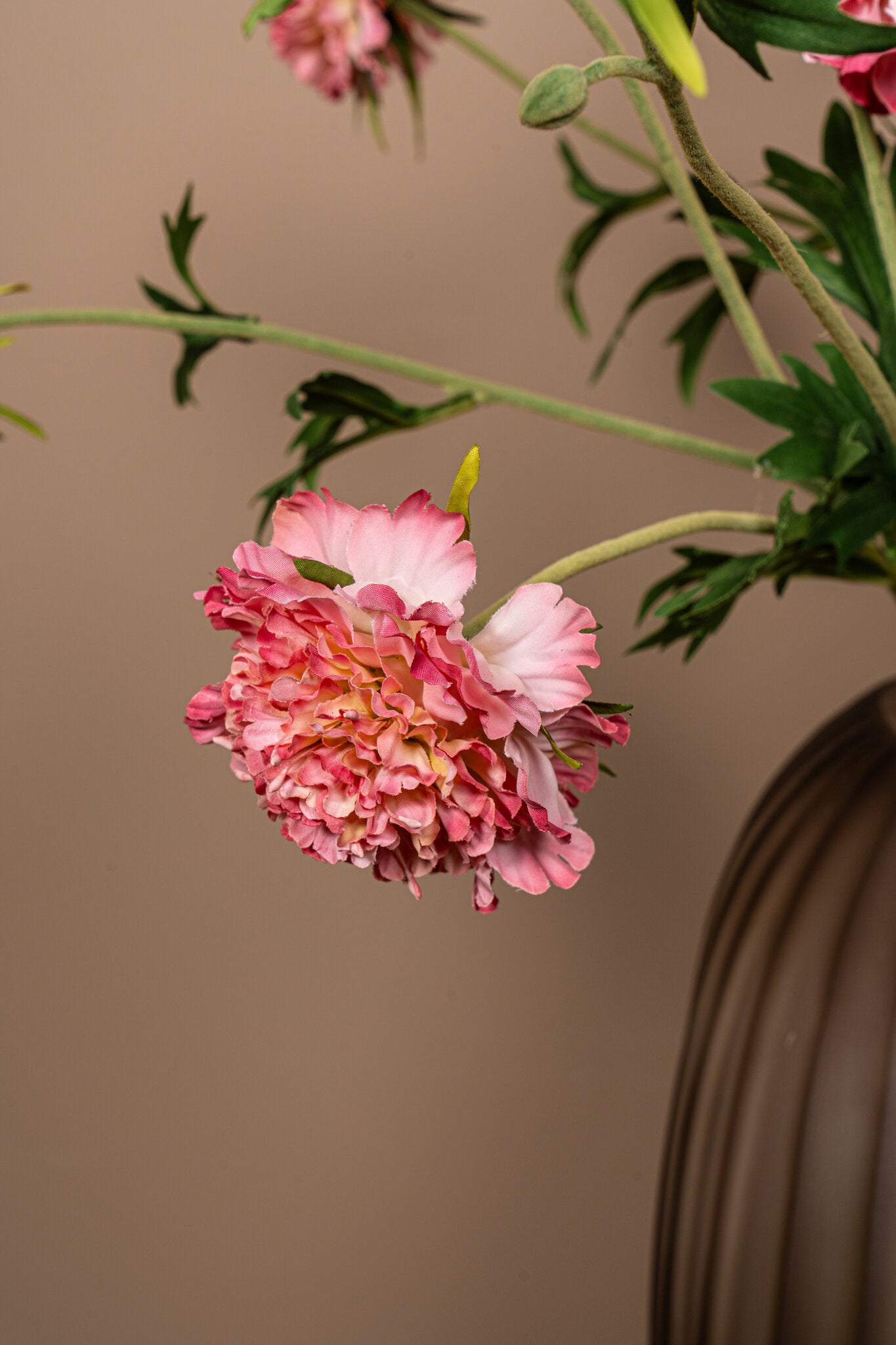 Garden Flower Fel Roze Scabiosa Spray Met Knop - Set van 12 72x32x21 cm