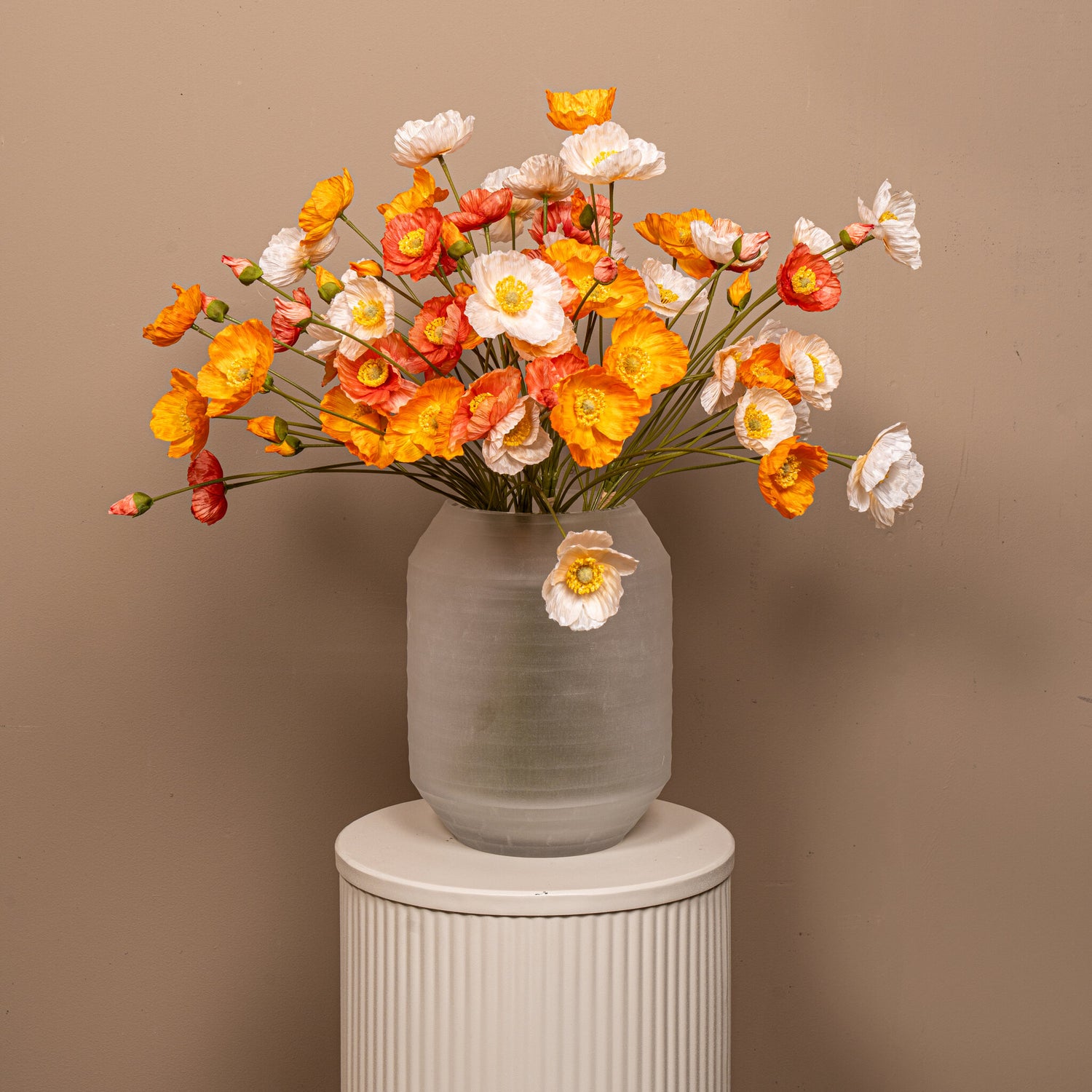 Poppy Flower Oranje En Crème Bundel Met Knoppen - Set van 12 59x31x21 cm