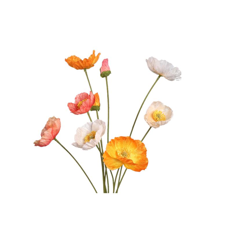 Poppy Flower Oranje En Crème Bundel Met Knoppen - Set van 12 59x31x21 cm