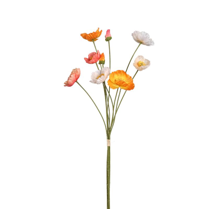 Poppy Flower Oranje En Crème Bundel Met Knoppen - Set van 12 59x31x21 cm