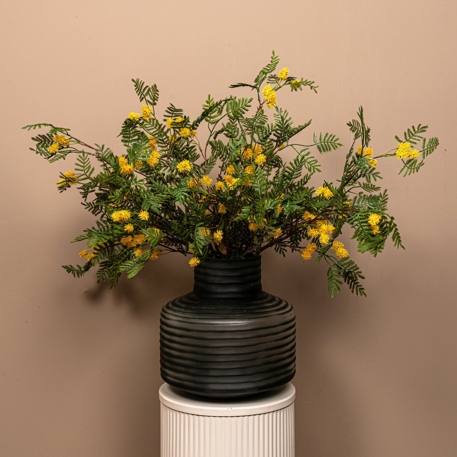 Garden Flower Gele Mimosa Tak Met Bladeren S - Set van 12 82x50x33 cm