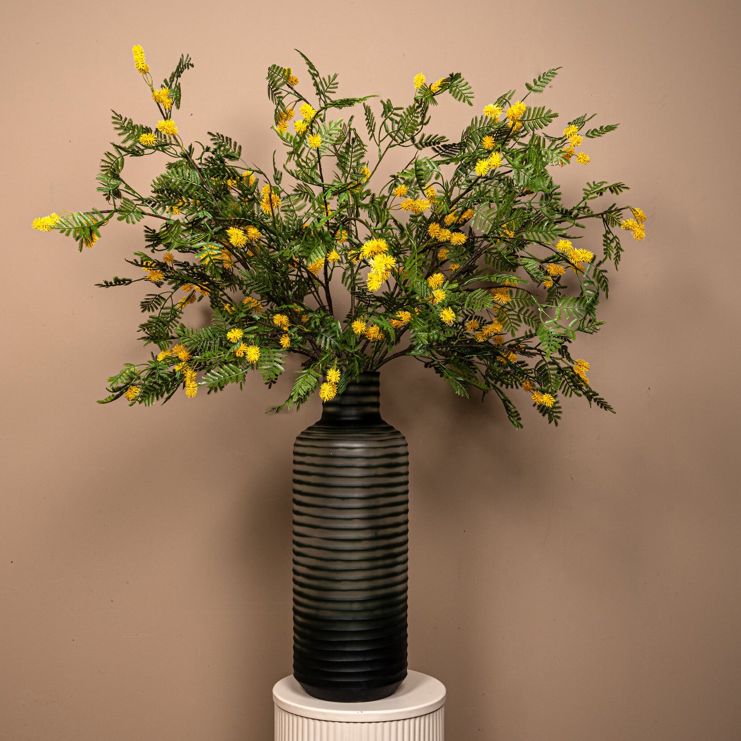 Garden Flower Gele Mimosa Spray Met Bladeren L - Set van 12 118x63x49 cm