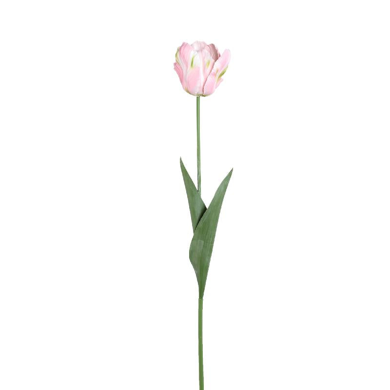 Tulip Flower Roze Papegaai Tulp Met Bladeren Set Van 12 Stuks 67x40x9 cm