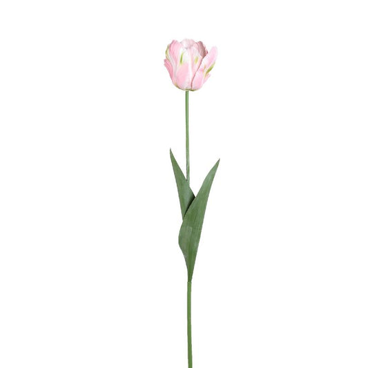 Tulip Flower Roze Papegaai Tulp Met Bladeren Set Van 12 Stuks 67x40x9 cm